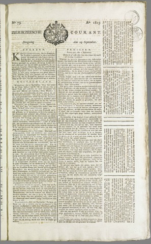 Zierikzeesche Courant 1815-09-19