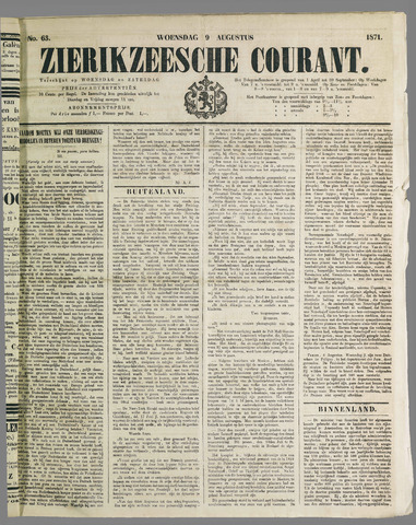 Zierikzeesche Courant 1871-08-09