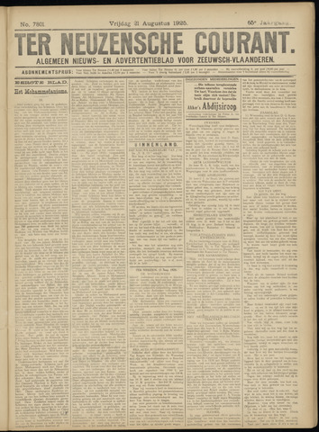 Ter Neuzensche Courant / Neuzensche Courant / (Algemeen) nieuws en advertentieblad voor Zeeuwsch-Vlaanderen 1925-08-21