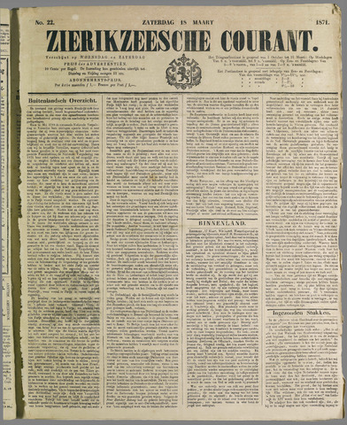 Zierikzeesche Courant 1871-03-18