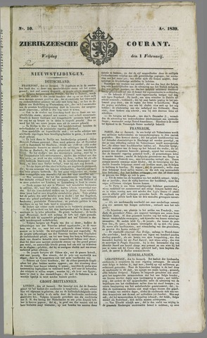 Zierikzeesche Courant 1839-02-01