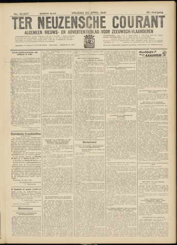 Ter Neuzensche Courant / Neuzensche Courant / (Algemeen) nieuws en advertentieblad voor Zeeuwsch-Vlaanderen 1941-04-25