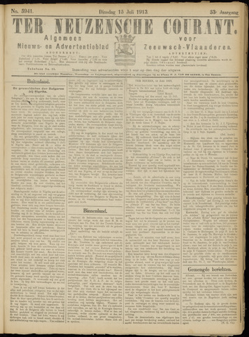 Ter Neuzensche Courant / Neuzensche Courant / (Algemeen) nieuws en advertentieblad voor Zeeuwsch-Vlaanderen 1913-07-15