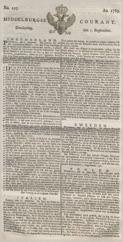 Middelburgsche Courant 1769-09-07