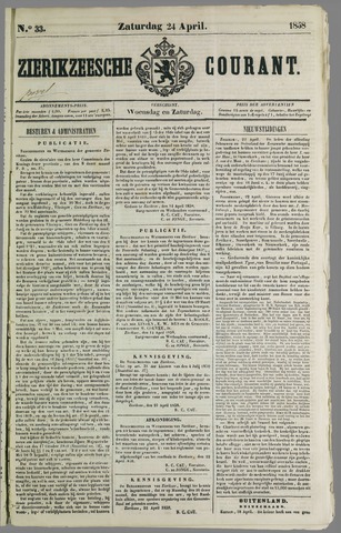 Zierikzeesche Courant 1858-04-24