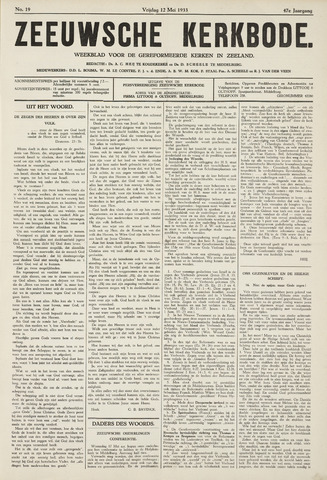 Zeeuwsche kerkbode, weekblad gewijd aan de belangen der gereformeerde kerken/ Zeeuwsch kerkblad 1933-05-12