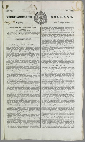 Zierikzeesche Courant 1829-09-08