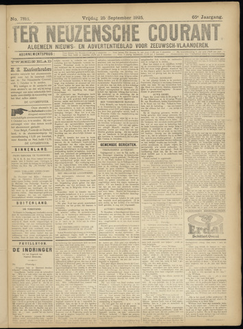 Ter Neuzensche Courant / Neuzensche Courant / (Algemeen) nieuws en advertentieblad voor Zeeuwsch-Vlaanderen 1925-09-25