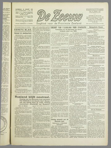De Zeeuw. Christelijk-historisch nieuwsblad voor Zeeland 1940-03-30