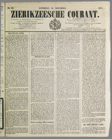 Zierikzeesche Courant 1871-11-18