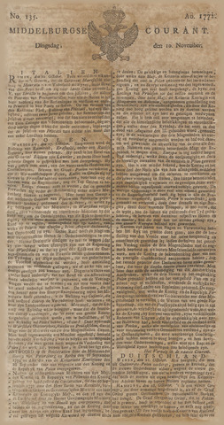 Middelburgsche Courant 1772-11-10