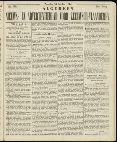 Ter Neuzensche Courant / Neuzensche Courant / (Algemeen) nieuws en advertentieblad voor Zeeuwsch-Vlaanderen 1874-10-10
