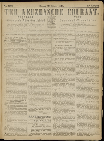 Ter Neuzensche Courant / Neuzensche Courant / (Algemeen) nieuws en advertentieblad voor Zeeuwsch-Vlaanderen 1913-10-28