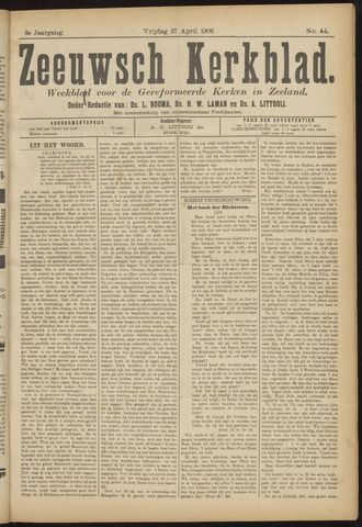 Zeeuwsche kerkbode, weekblad gewijd aan de belangen der gereformeerde kerken/ Zeeuwsch kerkblad 1906-04-27