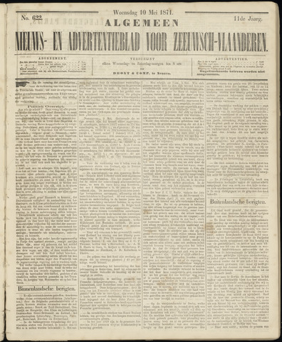 Ter Neuzensche Courant. Algemeen Nieuws- en Advertentieblad voor Zeeuwsch-Vlaanderen / Neuzensche Courant ... (idem) / (Algemeen) nieuws en advertentieblad voor Zeeuwsch-Vlaanderen 1871-05-10