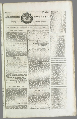 Zierikzeesche Courant 1821-09-28