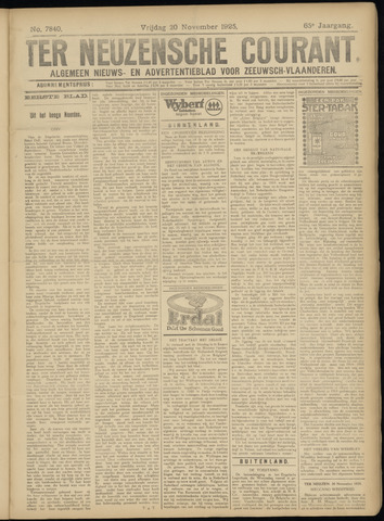 Ter Neuzensche Courant / Neuzensche Courant / (Algemeen) nieuws en advertentieblad voor Zeeuwsch-Vlaanderen 1925-11-20