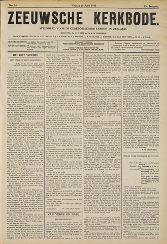 Zeeuwsche kerkbode, weekblad gewijd aan de belangen der gereformeerde kerken/ Zeeuwsch kerkblad 1941-04-18