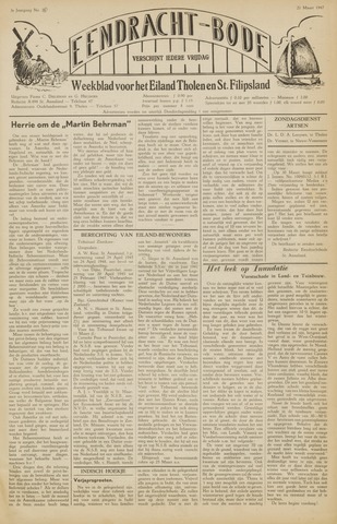 Eendrachtbode /Mededeelingenblad voor het eiland Tholen 1947-03-21