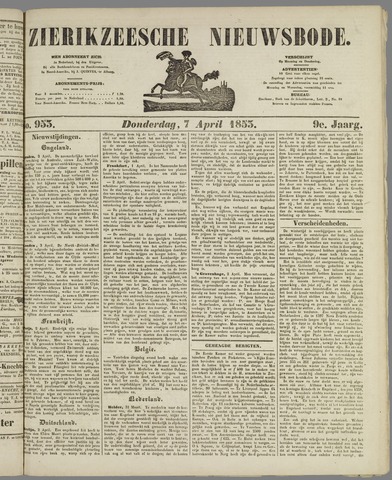 Zierikzeesche Nieuwsbode 1853-04-07