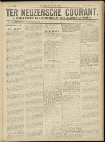 Ter Neuzensche Courant / Neuzensche Courant / (Algemeen) nieuws en advertentieblad voor Zeeuwsch-Vlaanderen 1925-04-17