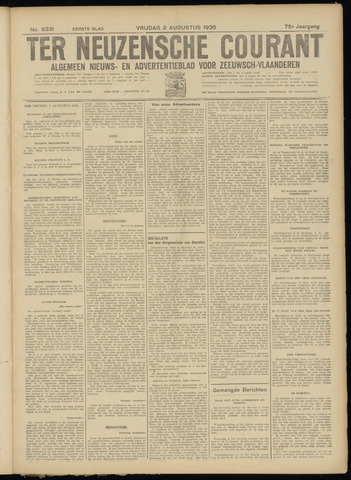 Ter Neuzensche Courant / Neuzensche Courant / (Algemeen) nieuws en advertentieblad voor Zeeuwsch-Vlaanderen 1935-08-02