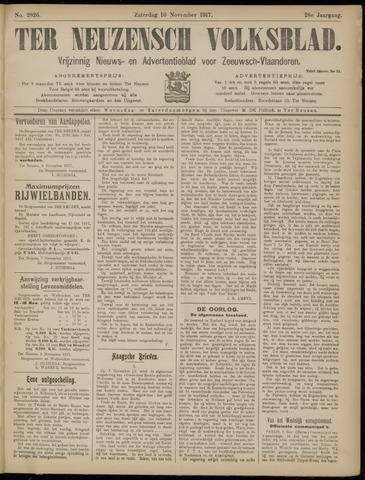 Ter Neuzensch Volksblad / Zeeuwsch Nieuwsblad 1917-11-10