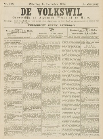Volkswil/Natuurrecht. Gewestelijk en Algemeen Weekblad te Hulst 1912-12-14