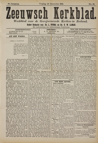 Zeeuwsche kerkbode, weekblad gewijd aan de belangen der gereformeerde kerken/ Zeeuwsch kerkblad 1911-12-15