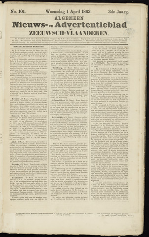 Ter Neuzensche Courant. Algemeen Nieuws- en Advertentieblad voor Zeeuwsch-Vlaanderen / Neuzensche Courant ... (idem) / (Algemeen) nieuws en advertentieblad voor Zeeuwsch-Vlaanderen 1863-04-01