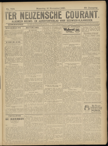 Ter Neuzensche Courant / Neuzensche Courant / (Algemeen) nieuws en advertentieblad voor Zeeuwsch-Vlaanderen 1925-11-16