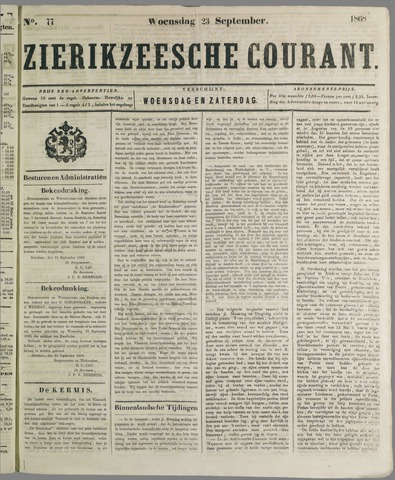 Zierikzeesche Courant 1868-09-23