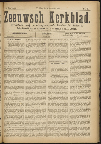 Zeeuwsche kerkbode, weekblad gewijd aan de belangen der gereformeerde kerken/ Zeeuwsch kerkblad 1906-11-30