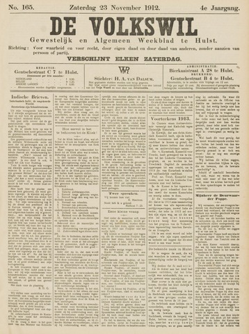 Volkswil/Natuurrecht. Gewestelijk en Algemeen Weekblad te Hulst 1912-11-23