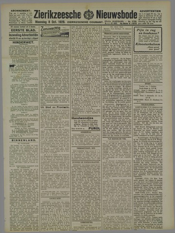 Zierikzeesche Nieuwsbode 1928-10-08