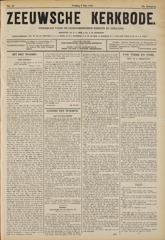 Zeeuwsche kerkbode, weekblad gewijd aan de belangen der gereformeerde kerken/ Zeeuwsch kerkblad 1941-05-09