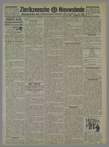 Zierikzeesche Nieuwsbode 1931-11-30