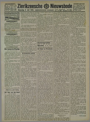 Zierikzeesche Nieuwsbode 1931-07-06