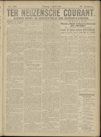 Ter Neuzensche Courant / Neuzensche Courant / (Algemeen) nieuws en advertentieblad voor Zeeuwsch-Vlaanderen 1922-04-07