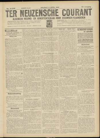 Ter Neuzensche Courant / Neuzensche Courant / (Algemeen) nieuws en advertentieblad voor Zeeuwsch-Vlaanderen 1941-04-11