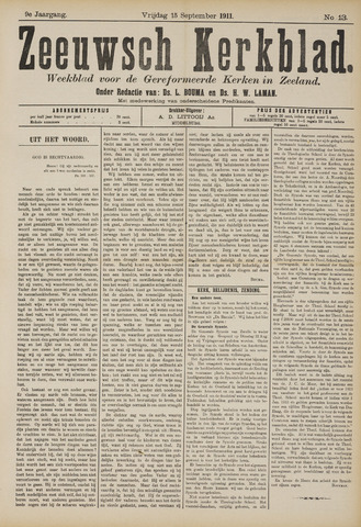 Zeeuwsche kerkbode, weekblad gewijd aan de belangen der gereformeerde kerken/ Zeeuwsch kerkblad 1911-09-15