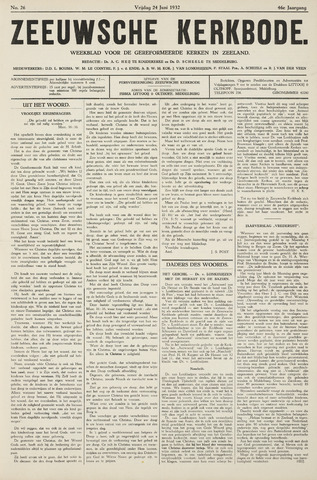 Zeeuwsche kerkbode, weekblad gewijd aan de belangen der gereformeerde kerken/ Zeeuwsch kerkblad 1932-06-24