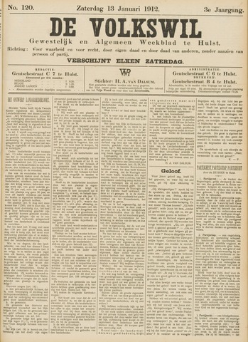 Volkswil/Natuurrecht. Gewestelijk en Algemeen Weekblad te Hulst 1912-01-13