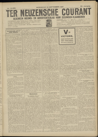 Ter Neuzensche Courant / Neuzensche Courant / (Algemeen) nieuws en advertentieblad voor Zeeuwsch-Vlaanderen 1941-09-10