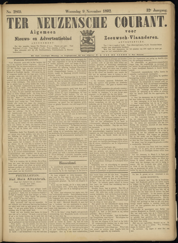 Ter Neuzensche Courant / Neuzensche Courant / (Algemeen) nieuws en advertentieblad voor Zeeuwsch-Vlaanderen 1892-11-09
