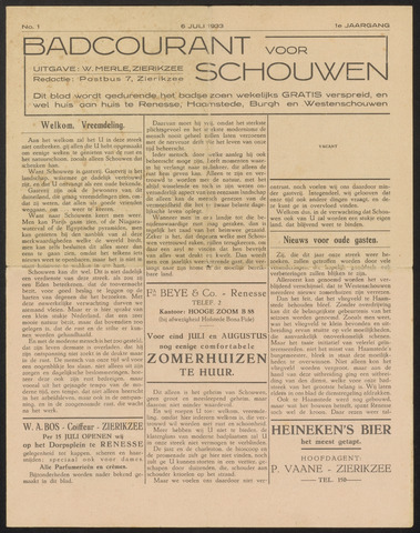 Schouwen's Badcourant 1933
