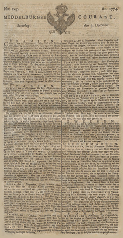 Middelburgsche Courant 1774-12-03