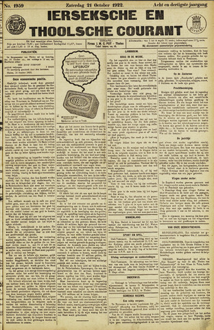 Ierseksche en Thoolsche Courant 1922-10-21