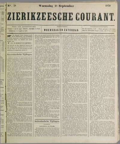 Zierikzeesche Courant 1870-09-28