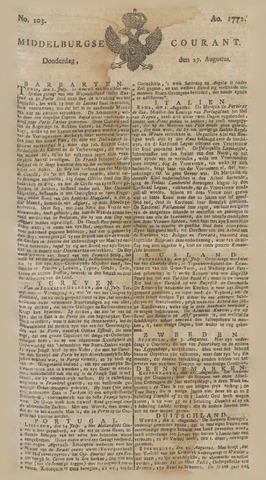 Middelburgsche Courant 1772-08-27